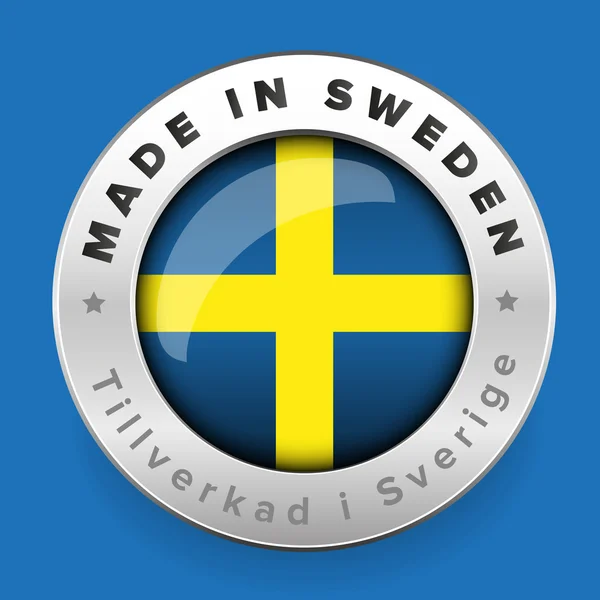 Hecho en Suecia botón con traducción sueca — Vector de stock