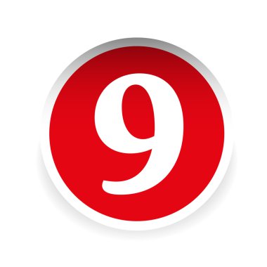 Dokuz numaralı kırmızı etiket vektör