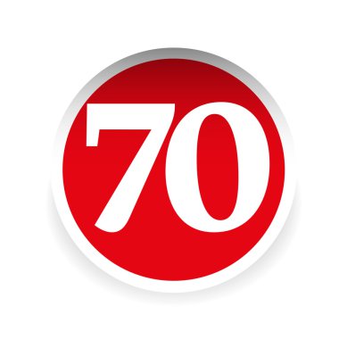 Sayı yetmiş kırmızı etiket vektör