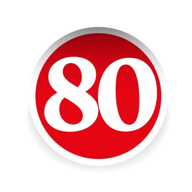 Sayı seksen kırmızı etiket vektör