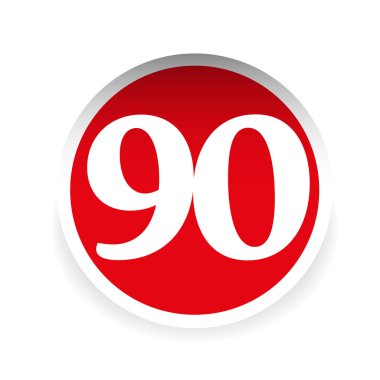 Numara doksan kırmızı etiket vektör