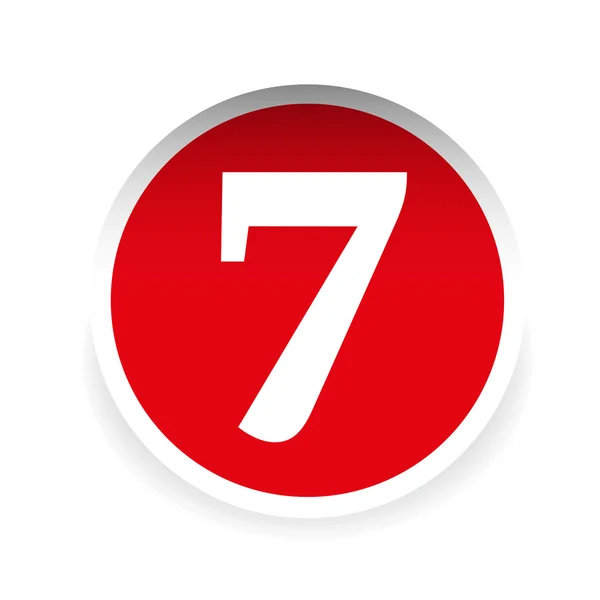 Numero sette vettore etichetta rossa — Vettoriale Stock