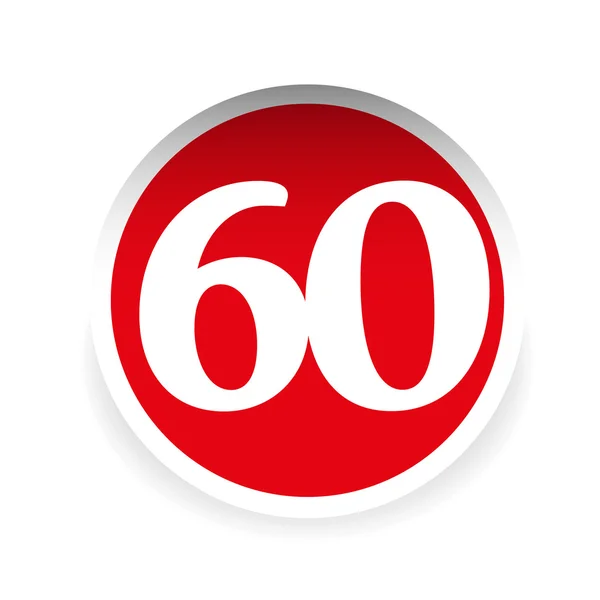 Nummer 60 rode label vector — Stockvector