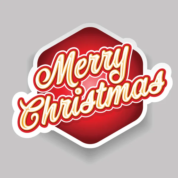 Feliz Natal rótulo vermelho lettering — Vetor de Stock