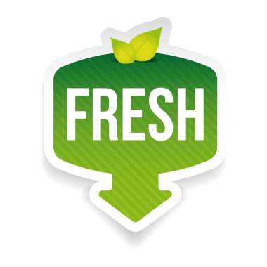 Yaprak vektörlü taze yeşil etiket