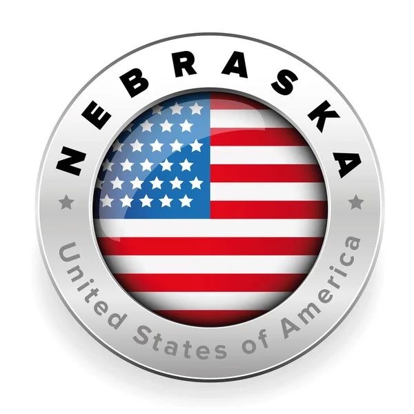 Nebraska Usa Flagge Abzeichen Taste Vektor — Stockvektor