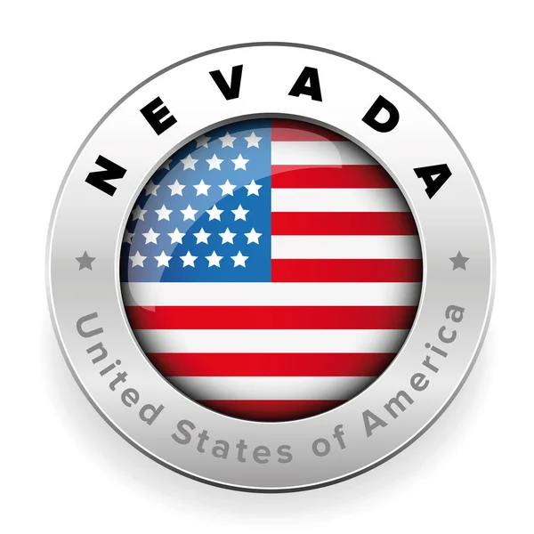 Nevada Usa Flagge Abzeichen Taste Vektor — Stockvektor