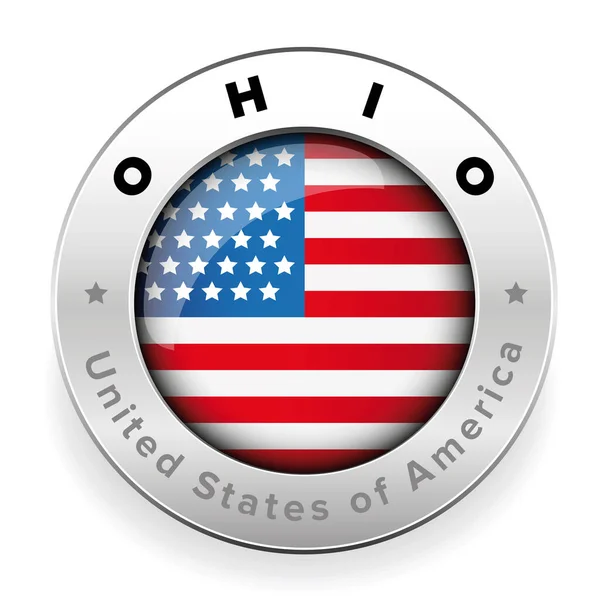 Ohio Usa Flagge Abzeichen Taste Vektor — Stockvektor