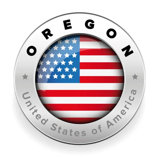 Oregon Usa Flagge Abzeichen Taste Vektor — Stockvektor