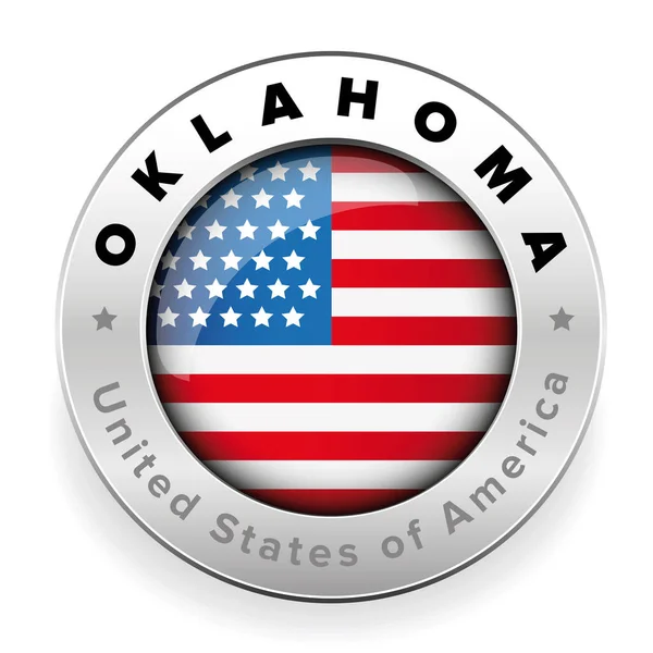 Oklahoma Usa Flagge Abzeichen Taste Vektor — Stockvektor