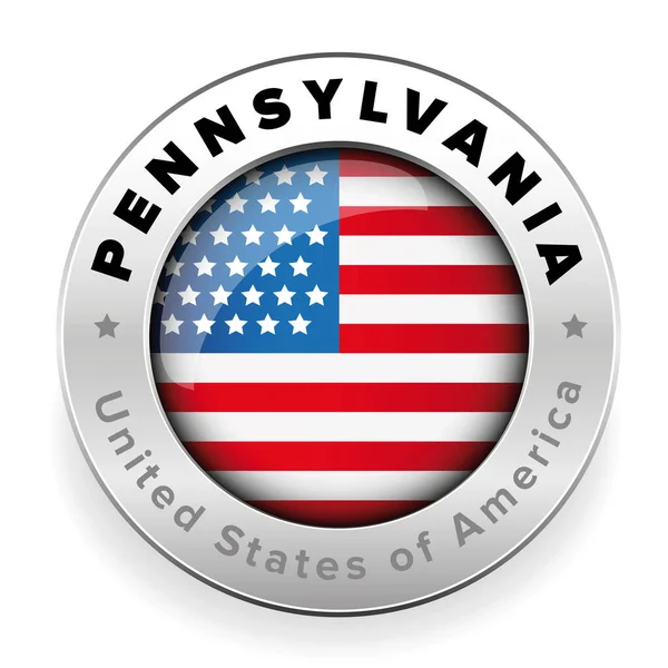 Pennsylvania Usa Flagge Abzeichen Taste Vektor — Stockvektor