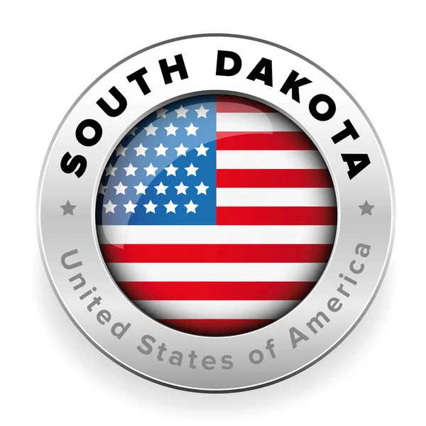 South Dakota Usa Flagge Abzeichen Taste Vektor — Stockvektor