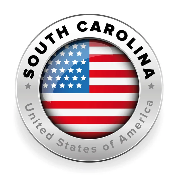 Jižní Karolína Usa Vlajka Odznak Tlačítko Vektor — Stockový vektor