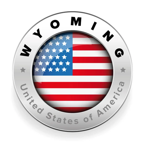 Wyoming Usa Flagge Abzeichen Taste Vektor — Stockvektor