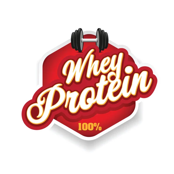 Whey Protein Zeichen Roter Etikettenvektor — Stockvektor