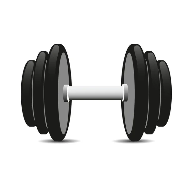 Dumbell Preto Isolado Vetor Branco — Vetor de Stock