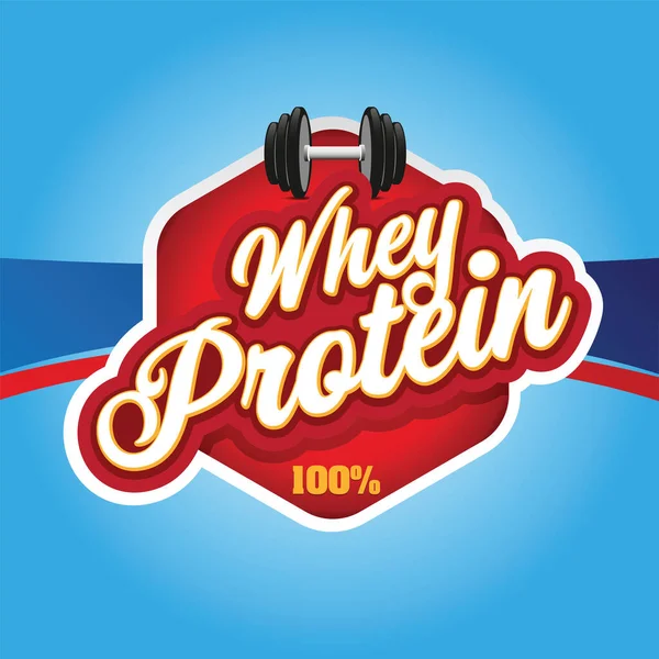 Siero Latte Proteine Segno Vettore Etichetta Rossa — Vettoriale Stock