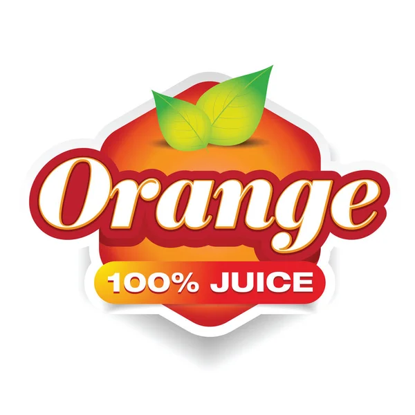 オレンジジュースドリンクラベルベクトル — ストックベクタ
