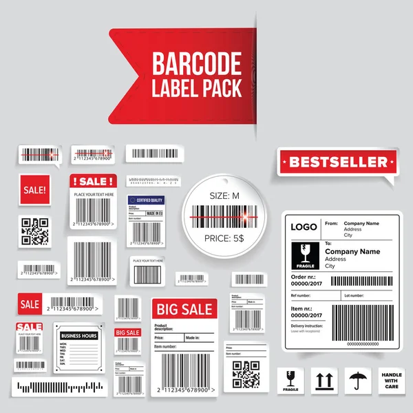 Código de barras, envío y venta de etiquetas — Vector de stock