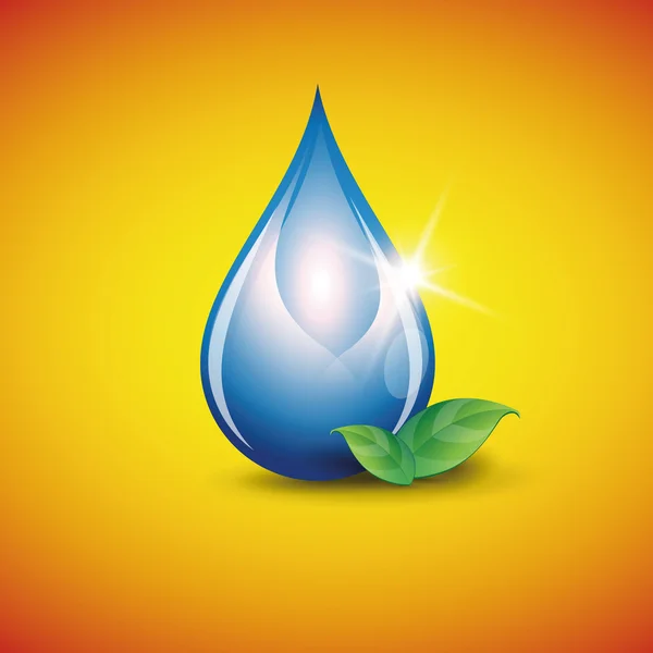 Blauwe glanzende waterdruppel. Vectorillustratie — Stockvector