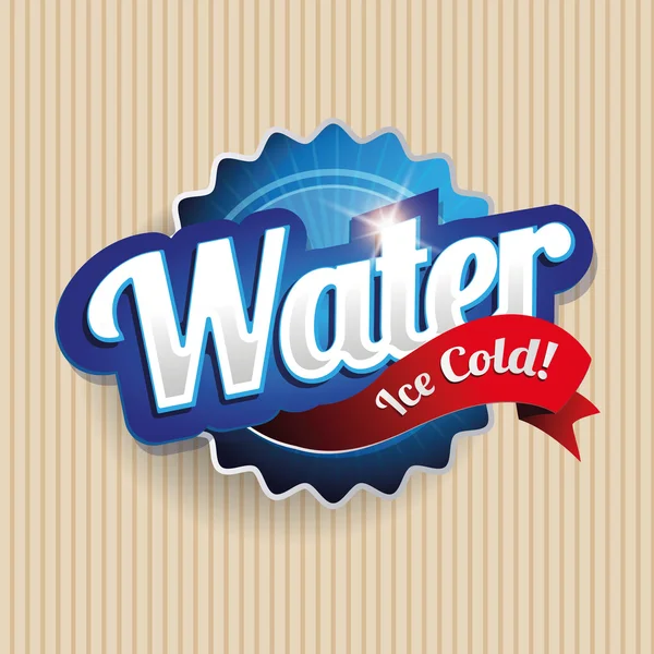 Vetor de etiqueta de água e bebida no papel — Vetor de Stock
