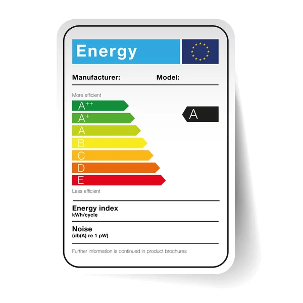 Etiqueta energética - clasificación en forma de etiqueta engomada — Vector de stock