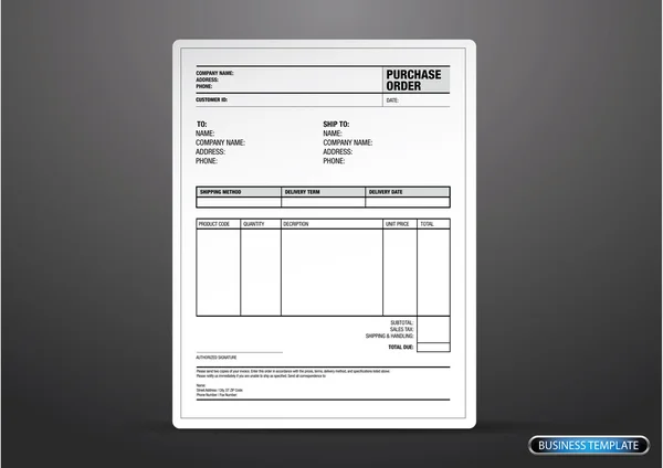 Orden de compra plantilla vector — Archivo Imágenes Vectoriales