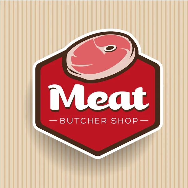 肉 - 肉屋店ラベルまたはバッジ ベクトルします。 — ストックベクタ