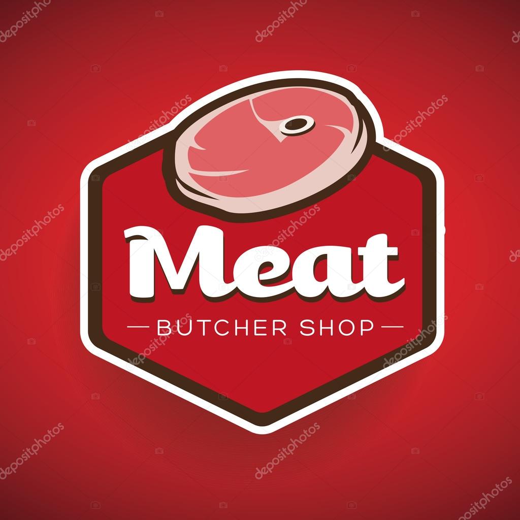 Meat - butcher store label or badge vector