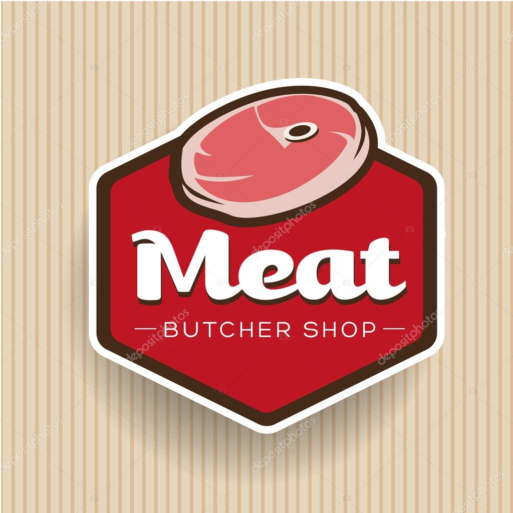 Meat - butcher store label or badge vector
