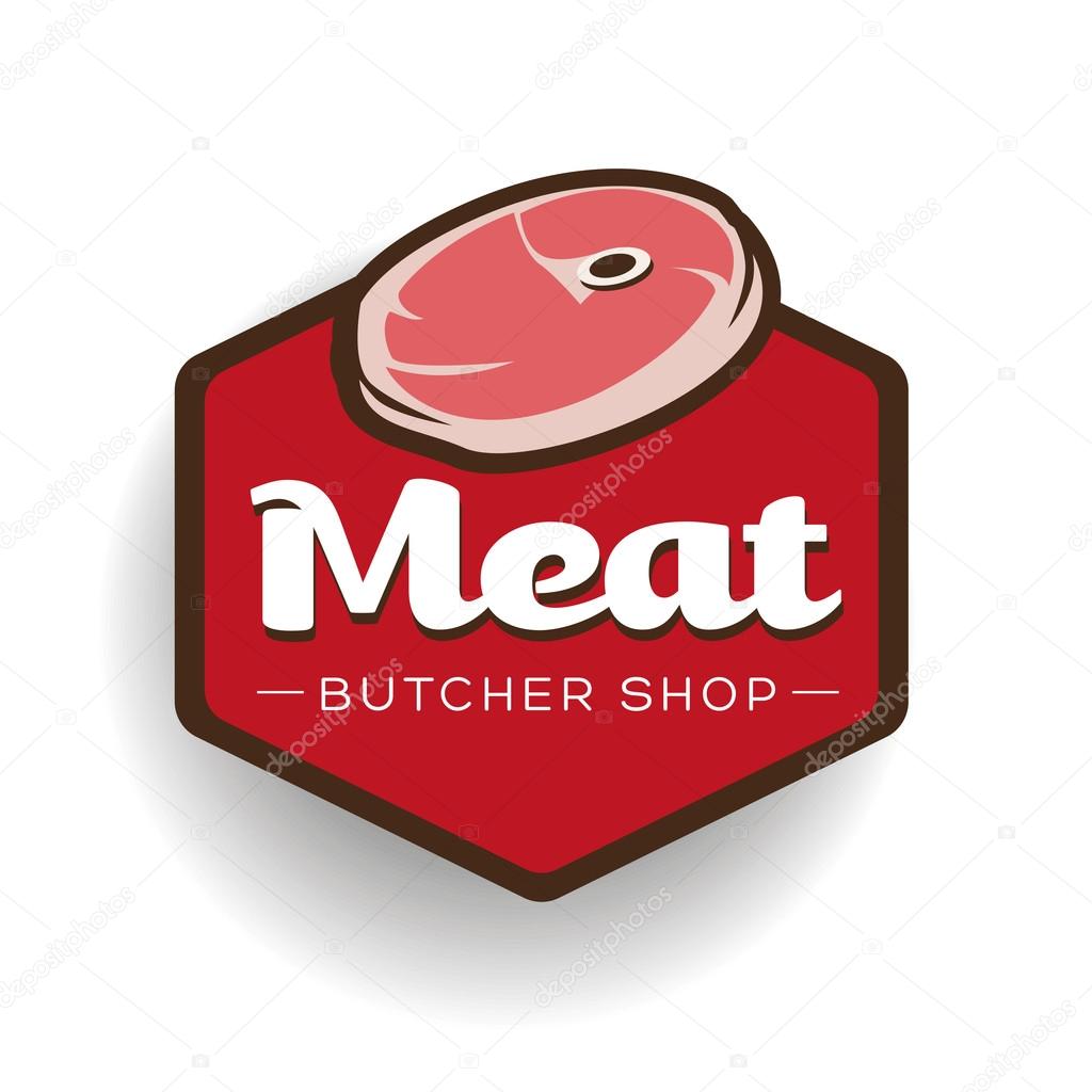 Meat - butcher store label or badge vector