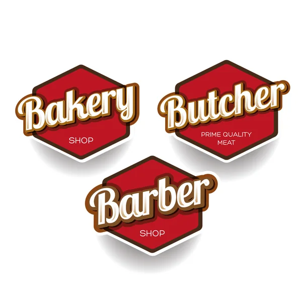 Bakker, slager, Kapper label of badge — Stockvector