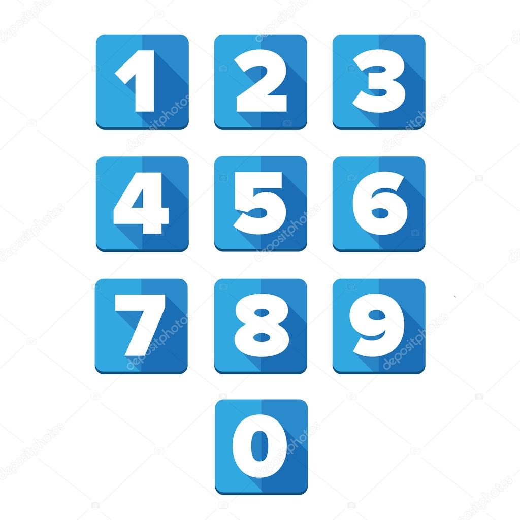 Number vector set blue - flat design