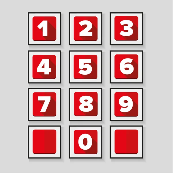 Number vector set red- flat design — Stock Vector