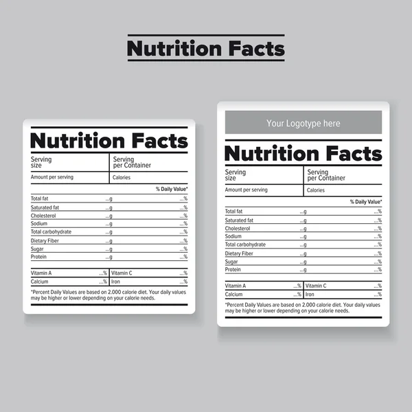 Nutrition facts label or sticker — Stock Vector