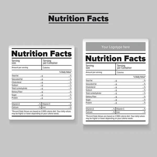 栄養物の事実のラベルまたはステッカー — ストックベクタ