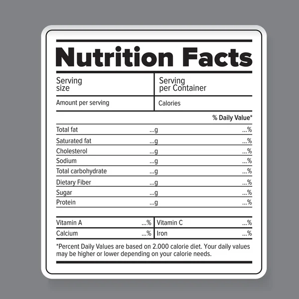 Datos nutricionales — Vector de stock