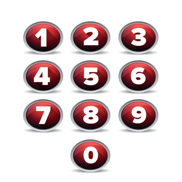 Number set vector red — Stock Vector