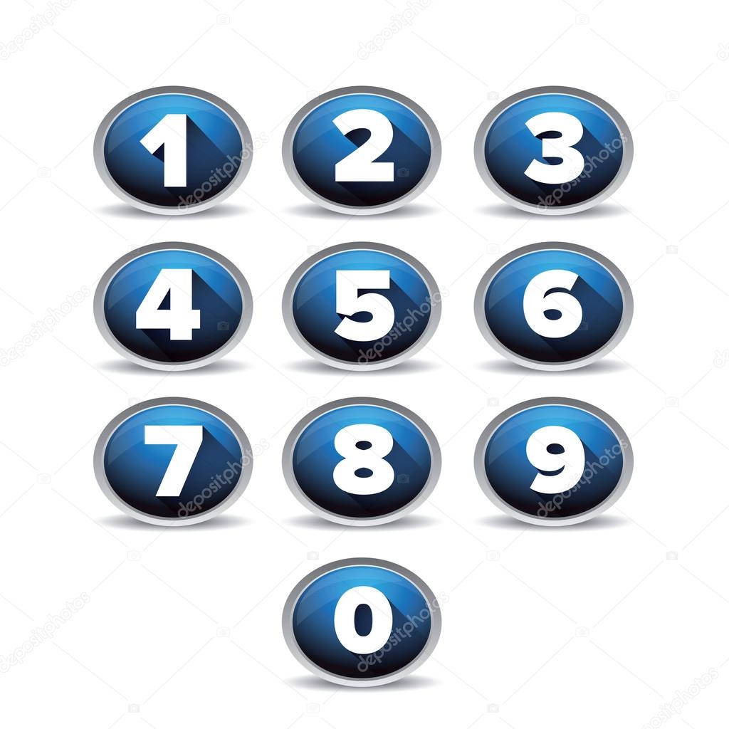 Number set vector blue