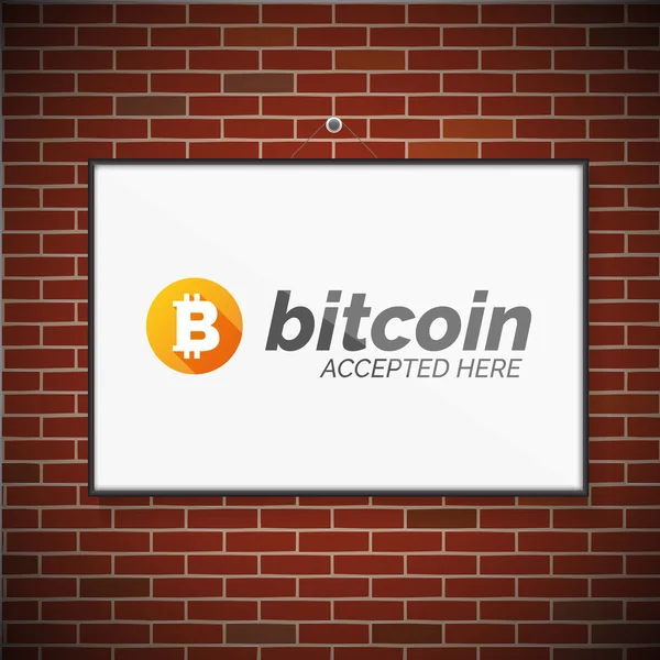 Bitcoin symbol on brick wall — Stock Vector