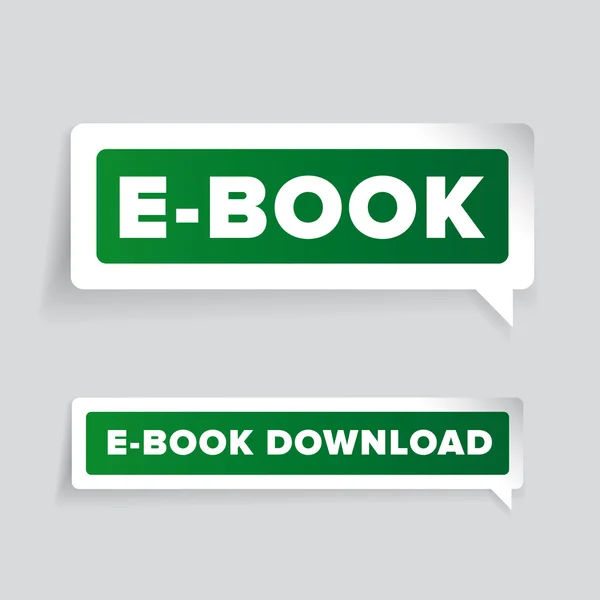 Vektor label E-book és e betű-könyv letölt — Stock Vector