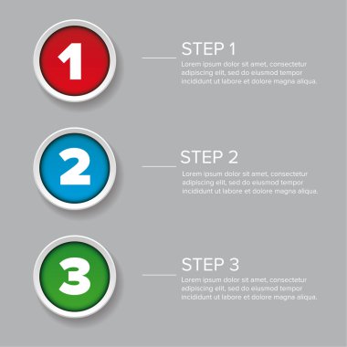 Bir iki üç daire - ilerleme adımları vektör