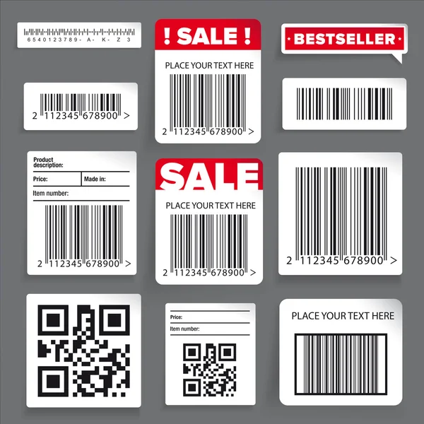 Barcode label en verkoop vector set — Stockvector