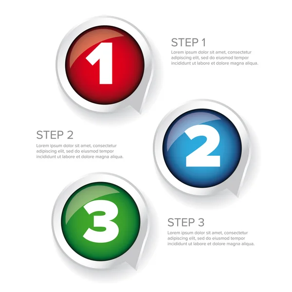 Un bouton vectoriel deux trois étapes de progression — Image vectorielle