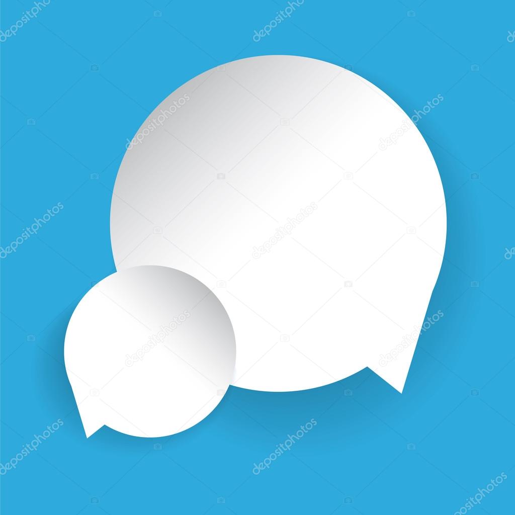 Vector abstract illustration of white and paper round speech bub