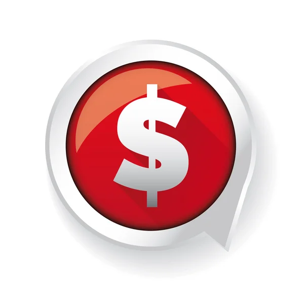 Dollaro USA cerchio rosso icona web lucida — Vettoriale Stock