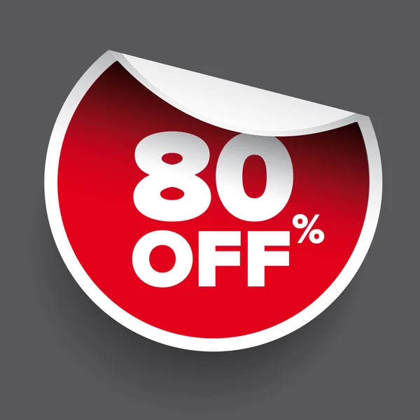 Red vector 80% discount price sign — Stock Vector