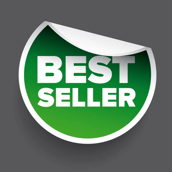 Meilleur vendeur autocollant rond ou étiquette verte — Image vectorielle