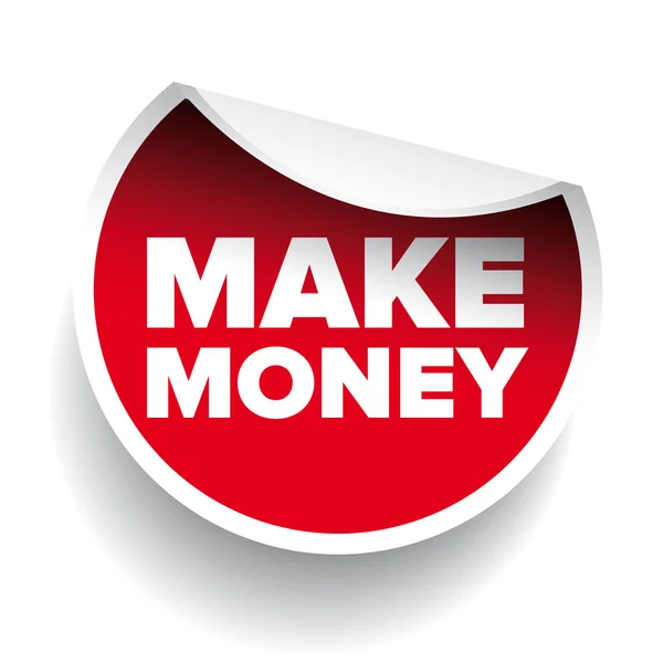 Make money label round red — Stock Vector