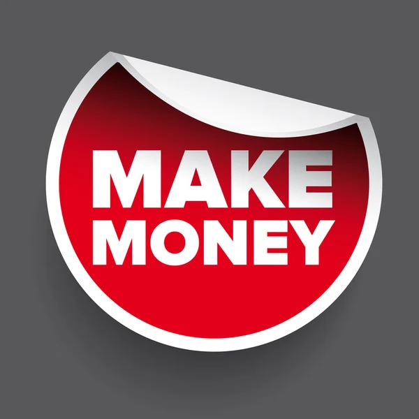 Make money címke kerek, piros — Stock Vector